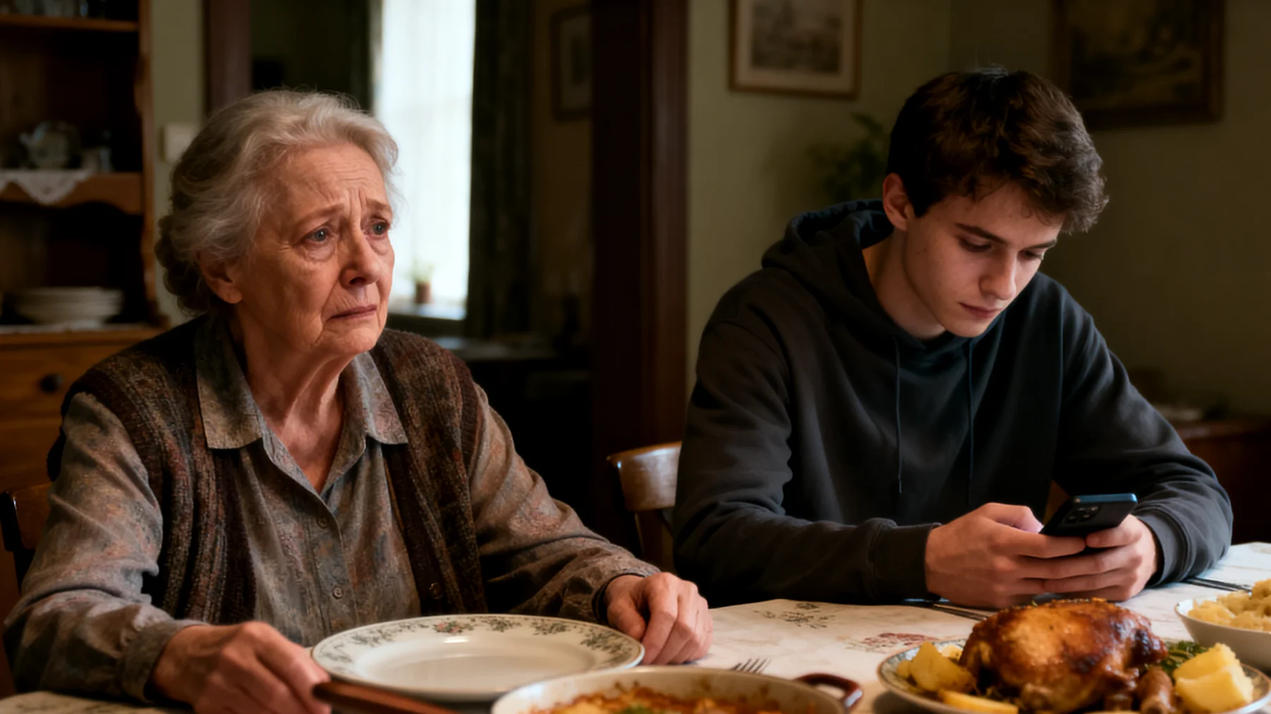 Die Großmutter beobachtet mit wachsender Sorge, dass ihr erwachsener Enkel mehrere Stunden täglich mit dem Smartphone verbringt, Videospiele spielt und Serien streamt – selbst bei gemeinsamen Familientreffen. Sie fühlt sich übergangen und emotional ausgegrenzt, versteht die digitale Welt nicht und weiß nicht, wie sie das Thema ansprechen soll, ohne einen Konflikt auszulösen oder den Enkel zu verlieren."