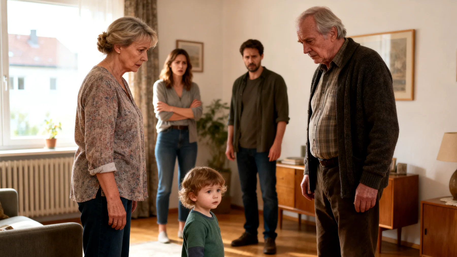 Die Großeltern erleben zunehmende Spannungen mit anderen Familienmitgliedern (z. B. den Eltern der Enkelkinder) über unterschiedliche Erziehungsstile und -werte. Diese Konflikte führen dazu, dass die Enkelkinder zwischen den verschiedenen Bezugspersonen hin- und hergerissen werden, was ihre emotionale Stabilität und das Gefühl von Sicherheit beeinträchtigt."