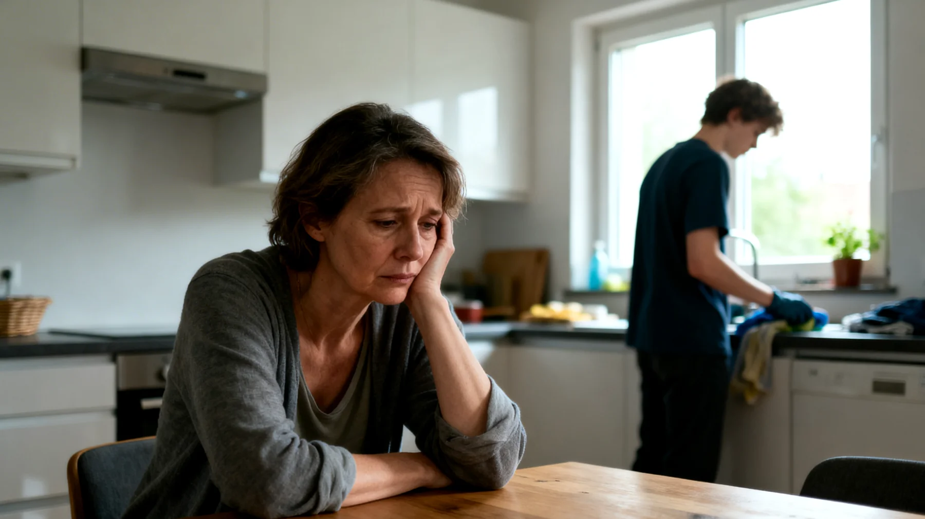 Die Mutter hat Schwierigkeiten, klare und konsistente Grenzen gegenüber ihren jungen erwachsenen Kindern durchzusetzen. Obwohl sie bestimmte Haushaltsregeln und Verhaltenserwartungen aufgestellt hat, werden diese von den jungen Erwachsenen regelmäßig in Frage gestellt, ignoriert oder offen abgelehnt. Dies führt zu wiederkehrenden Konflikten, gegenseitigem Unverständnis und einem wachsenden Gefühl von Frustration und Ohnmacht auf beiden Seiten."