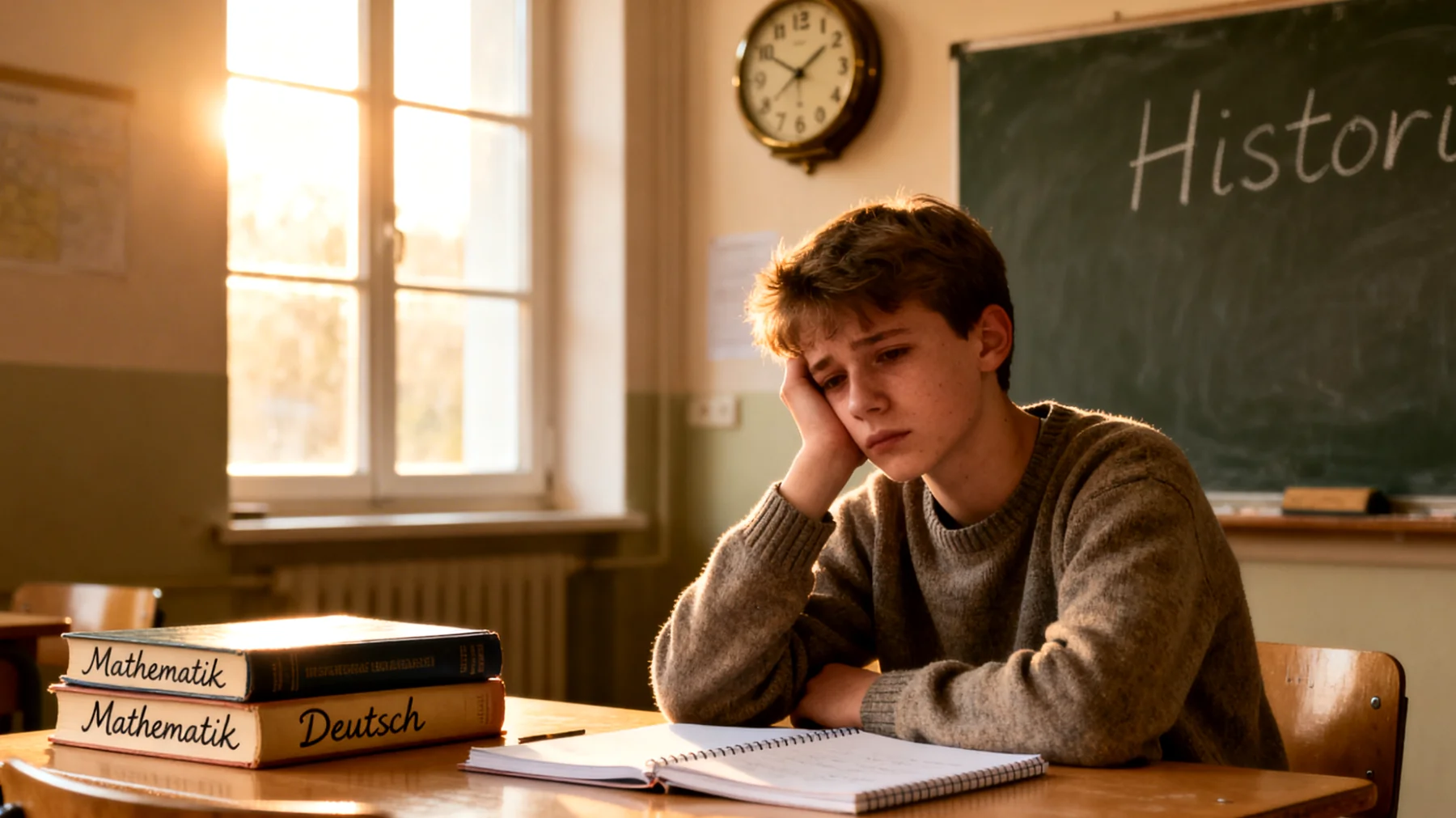 Der Vater bemerkt, dass sein Kind in der Schule immer schlechtere Noten bekommt und jegliche Motivation verloren hat zu lernen. Trotz mehrerer Versuche, das Kind zum Lernen zu animieren, stößt er auf Widerstand, Gleichgültigkeit und Ausreden. Der Vater weiß nicht, wie er die Situation ansprechen soll, ohne Konflikte auszulösen oder das Kind noch mehr unter Druck zu setzen."